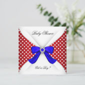 赤ちゃんシャワー性別リビール赤白青水玉模様 招待状 (スタンド正面)