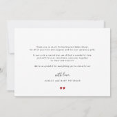 赤ちゃんシャワー愛と感謝していスクリプトシンプル写真 サンキューカード (裏面)