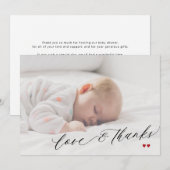 赤ちゃんシャワー愛と感謝していスクリプトシンプル写真 サンキューカード (正面/裏面)