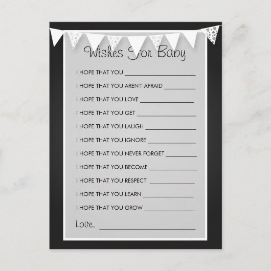 赤ちゃんシャワー愛の願い黒塗り アドバイスカード (正面)