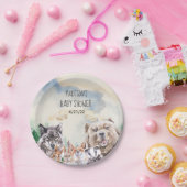 赤ちゃんシャワー愛らしいウッドランド動物の水色 ペーパープレート (パーティー)