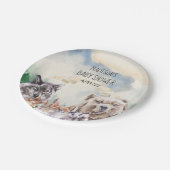 赤ちゃんシャワー愛らしいウッドランド動物の水色 ペーパープレート (アングル)