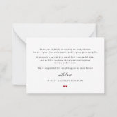 赤ちゃんシャワー愛感謝していとスクリプト写真感謝していユーズ ノートカード (裏面)