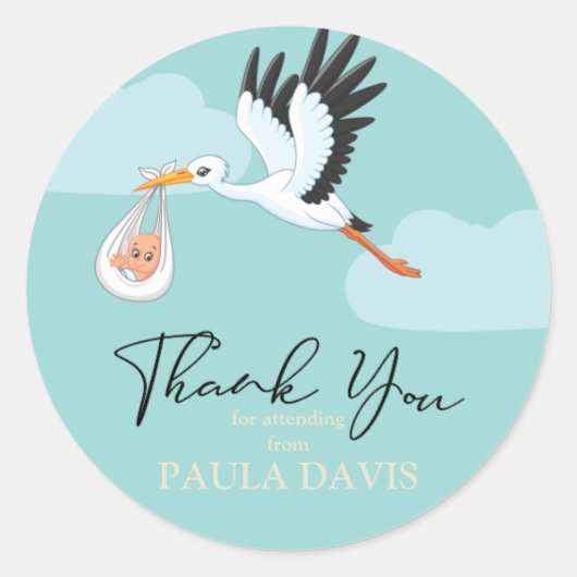 赤ちゃんシャワー感謝していユーステッカー ラウンドシール (正面)