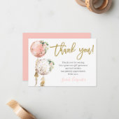 赤ちゃんシャワー感謝してい女の子 ノートカード (正面/裏面インサイチュ)