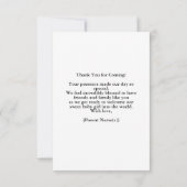 赤ちゃんシャワー我々は心底待つことができる サンキューカード (裏面)