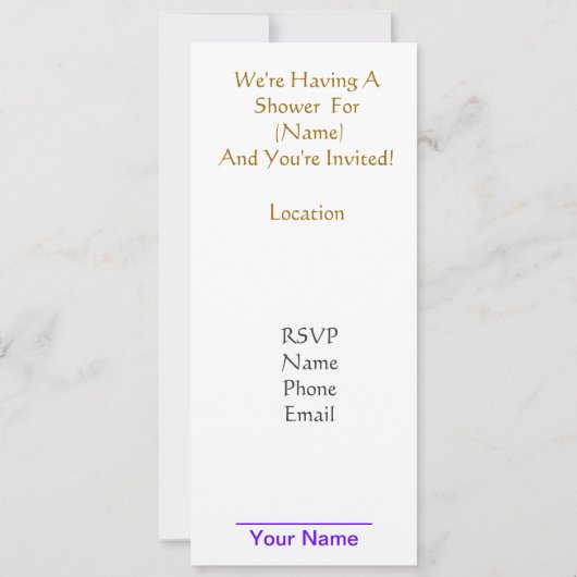 赤ちゃんシャワー投票カスタマイズの開始! 招待状 (裏面)