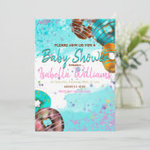 赤ちゃんシャワー招待カラフルドーナツ 案内状 (スタンド正面)