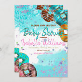 赤ちゃんシャワー招待カラフルドーナツ 案内状 (正面/裏面)