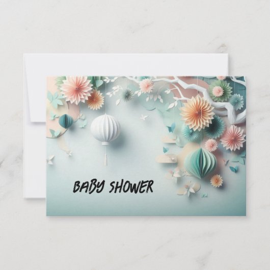 赤ちゃんシャワー招待フラットカード (正面)