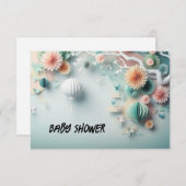 赤ちゃんシャワー招待フラットカード (正面/裏面)