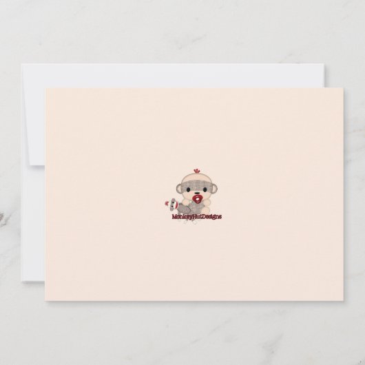 赤ちゃんシャワー招待ボーソックモンキークリブSMC-B 招待状 (裏面)