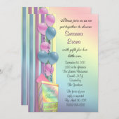 赤ちゃんシャワー招待レインボーカラーバルーン 招待状 (正面/裏面)