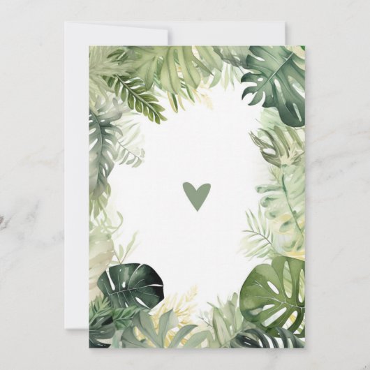 赤ちゃんシャワー招待可愛いジャングルサファリ動物 招待状 (裏面)