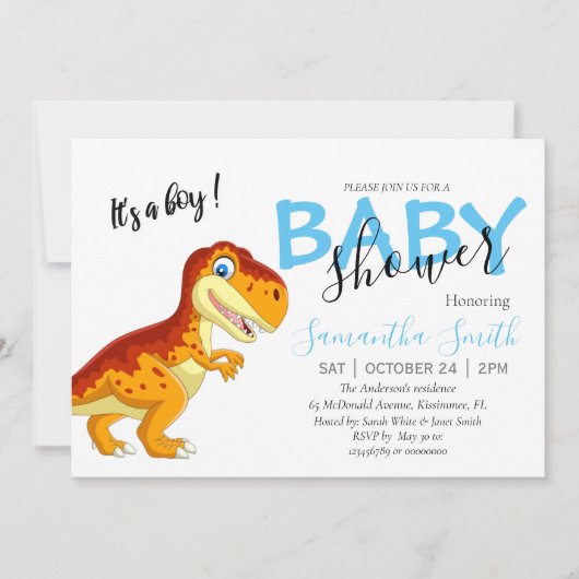 赤ちゃんシャワー招待少年招待状 案内状 (正面)