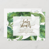 赤ちゃんシャワー招待熱帯パーム離れ インビテーションポストカード (正面/裏面)