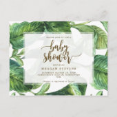 赤ちゃんシャワー招待熱帯パーム離れ インビテーションポストカード (正面)