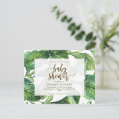 赤ちゃんシャワー招待熱帯パーム離れ インビテーションポストカード (スタンド正面)