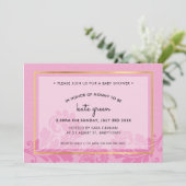 赤ちゃんシャワー招待状かわいい淡い色のピンクの金ゴールド 招待状 (スタンド正面)