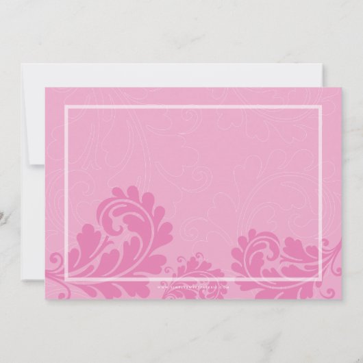 赤ちゃんシャワー招待状かわいい淡い色のピンクの金ゴールド 招待状 (裏面)