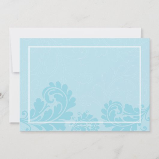 赤ちゃんシャワー招待状かわいい淡い色の青金ゴールド 招待状 (裏面)