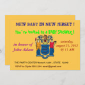 赤ちゃんシャワー招待状とニュージャージー州旗 招待状 (正面/裏面)