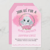 赤ちゃんシャワー招待状とベビー象 (正面/裏面)