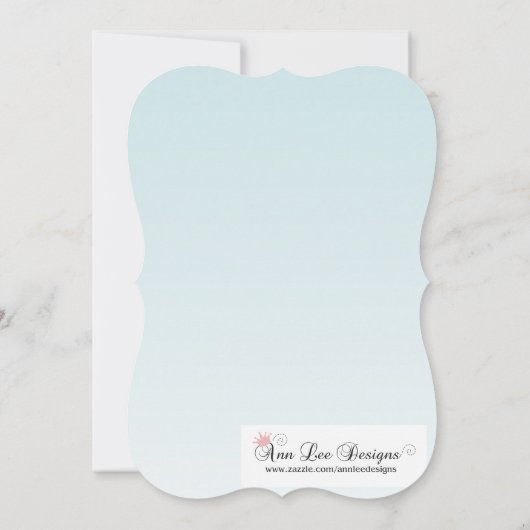 赤ちゃんシャワー招待状トロピカルフラワーオンブルー 招待状 (裏面)