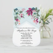 赤ちゃんシャワー招待状トロピカルフラワーオンブルー 招待状 (スタンド正面)