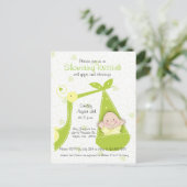赤ちゃんシャワー招待状性不明とコウノトリ インビテーションポストカード (スタンド正面)