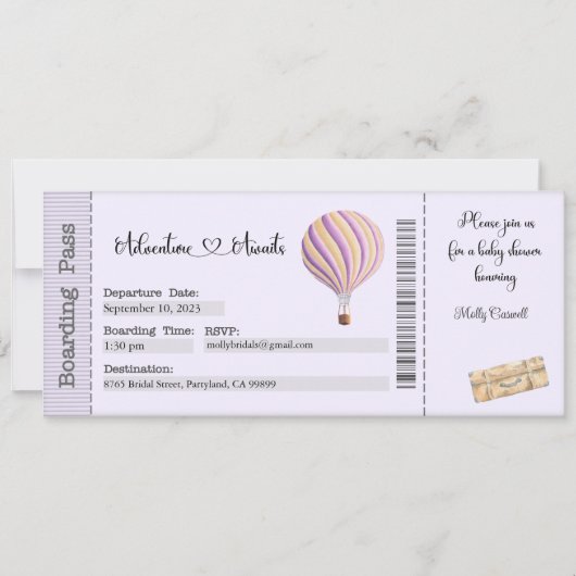 赤ちゃんシャワー招待状、ママは招待状 招待状 (正面)