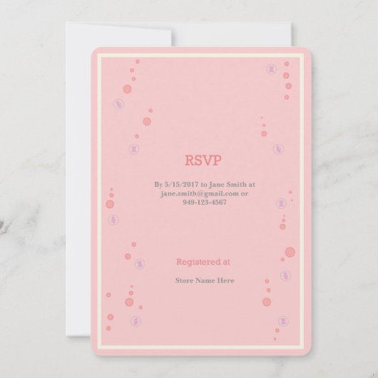 赤ちゃんシャワー招待状(女の子) – 準備完了ポップ・アートの 招待状 (裏面)