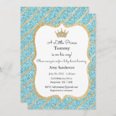 赤ちゃんシャワー招待状、小さな王子が途中 招待状 (正面/裏面)