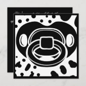 赤ちゃんシャワー招待状 – 白黒 – おしゃぶり 招待状 (正面/裏面)