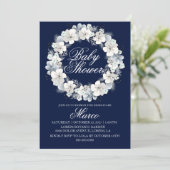 赤ちゃんシャワー招待白桜ネイビーブルー 招待状 (スタンド正面)