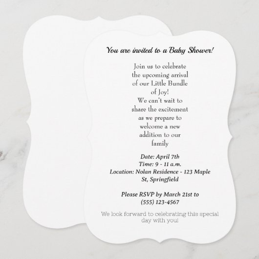 赤ちゃんシャワー招待 (正面/裏面)