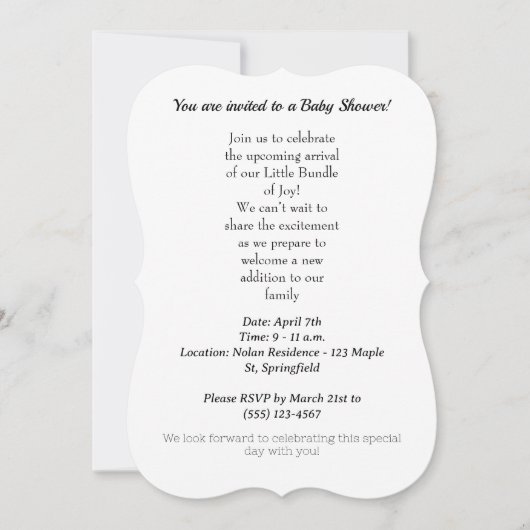 赤ちゃんシャワー招待 (正面)