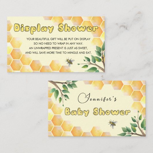 赤ちゃんシャワー挿入カードの表示 エンクロージャーカード (正面/裏面)