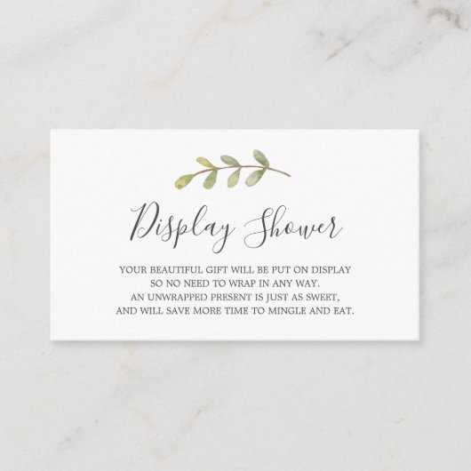 赤ちゃんシャワー挿入カードの表示 エンクロージャーカード (正面)