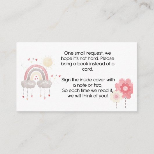 赤ちゃんシャワー挿入カード、ベビーboho用の本 エンクロージャーカード (正面)