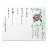 赤ちゃんシャワー推測ゲーム牛ふくらはぎユーカリ ノートパッド (正面)