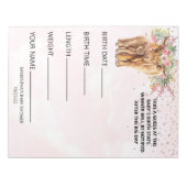 赤ちゃんシャワー推測ゲーム高地の牛ピンク ノートパッド (正面)