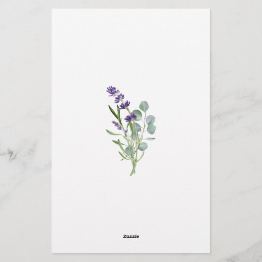 赤ちゃんシャワー推測価格ゲームラベンダーユーカリ 便箋 (裏面)