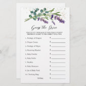 赤ちゃんシャワー推測価格ゲームラベンダーユーカリ 便箋 (正面/裏面)