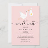 赤ちゃんシャワー散水キャンセルピンクカード 招待状 (正面)