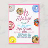 赤ちゃんシャワー散水ドーナツ女の子 インビテーションポストカード (正面)