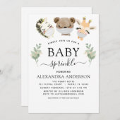 赤ちゃんシャワー散水木地ユーカリ緑 招待状 (正面/裏面)