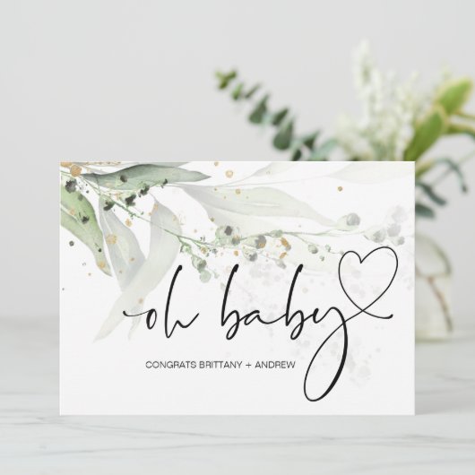 赤ちゃんシャワー新しいママおめでとうユーカリ カード (スタンド正面)