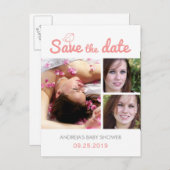 赤ちゃんシャワー日付を保存はがきカスタムの写真 案内ポストカード (正面/裏面)