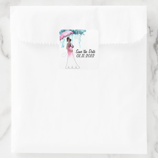 赤ちゃんシャワー日付シールを保存 スクエアシール (バッグ)